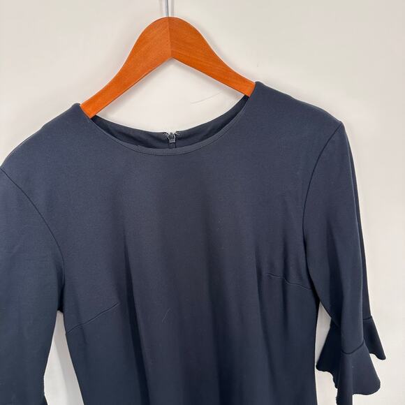 BANANA REPUBLIC Navy Knit Long Sleeve Ruffle Shift Dress // 14 - Picture 5 of 10